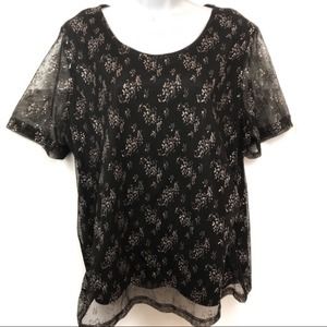 Kathie Lee Semi Sheer Sparkle Dress Blouse Size 14